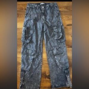 Angel Kiss Black Washed Cargo Straight-Leg Pants